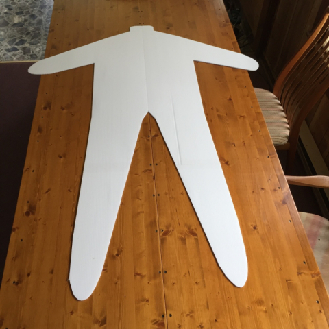 Symmetrically cut unitard stretching board.