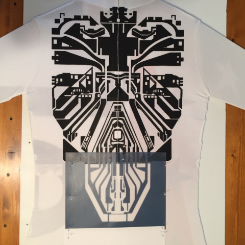 Rear torso, 5 of 5, silk screen pinned.