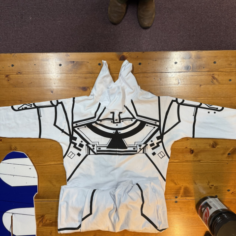 Connecting lines from arms to torso.