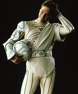 Jeff Bridges as Kevin Flynn, wearing the black-and-white costume used in filming TRON (1982)