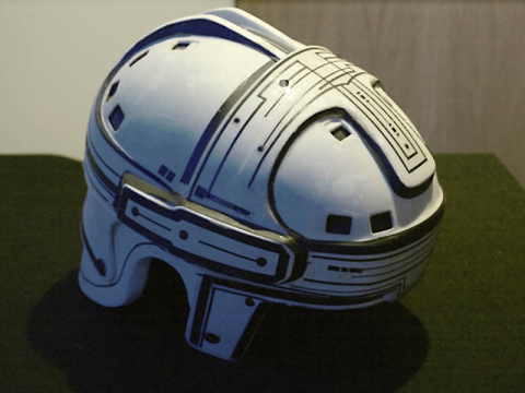 An excellent reproduction (original?) of Kevin Flynn's helmet.
