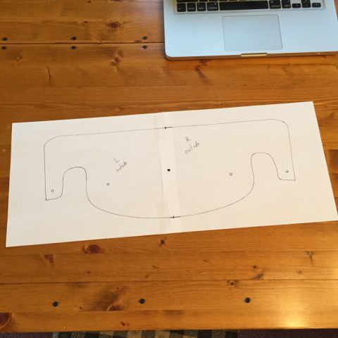 Hand-traced template from resulting visor.