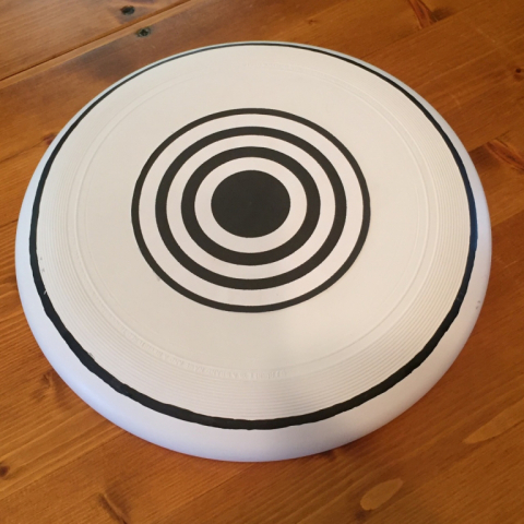 Vinyl decal for central rings portion, hand-painted outer ring.