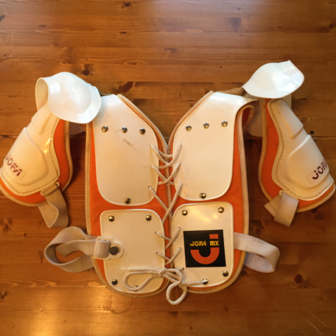 First of my two vintage 70s Jofa chest protectors - wrong shoulder cups but correct arm pads.