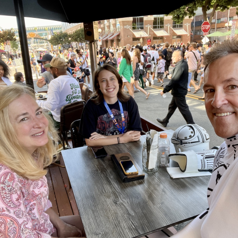 Dawn, Maddy & me taking in the Gaslamp Quarter.